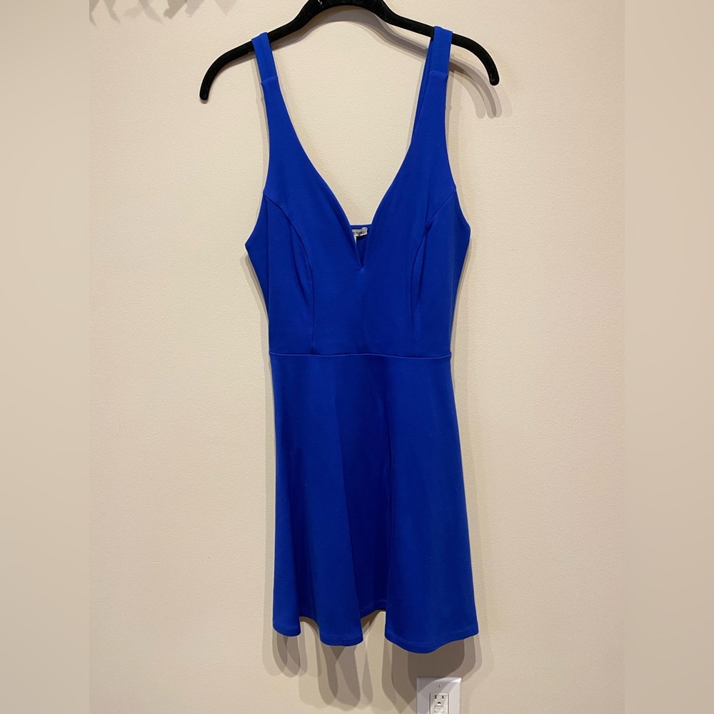 Navy blue cotton skater skirt with a structured lining for the front